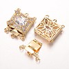 Brass Cubic Zirconia Box Clasps ZIRC-O020-07-NR-2