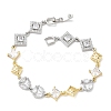 Brass Micro Pave Clear Cubic Zirconia Link Chain Bracelets for Women BJEW-C156-06C-GP-4