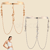 2Pcs 2 Colors Bohemia Style Tassel Alloy Upper Arm Open Cuff Bangles for Women BJEW-CY0001-03A-7