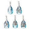 Ocean Themes Alloy & Glass Teardrop Pendants PALLOY-JF03881-1