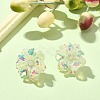 Luminous Glow in the Dark Resin Flower Stud Earrings with 304 Stainless Steel Pins EJEW-JE05359-02-4