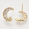 Brass Micro Pave Clear Cubic Zirconia Stud Earring Findings X-KK-T054-53G-NF-2