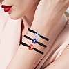 Natural Tiger Eye Donut Braided Bead Bracelet BJEW-SW00047-09-5