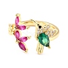 Brass Micro Pave Cubic Zirconia Cuff Rings RJEW-K233-38G-2