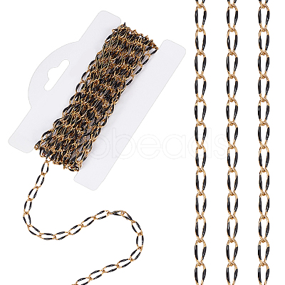 Stainless Steel Enamel Curb Chains CHS-WH0009-07G-02-1