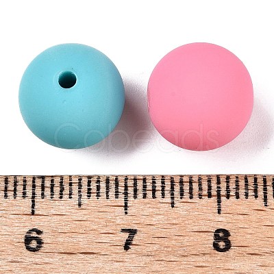 Rubberized Style Imitated Silicone Acrylic Beads MACR-T048-01B-13-1