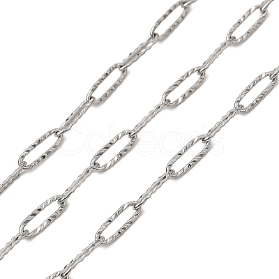Tarnish Resistant 304 Stainless Steel Textured Paperclip Chains CHS-I009-01P-A-1