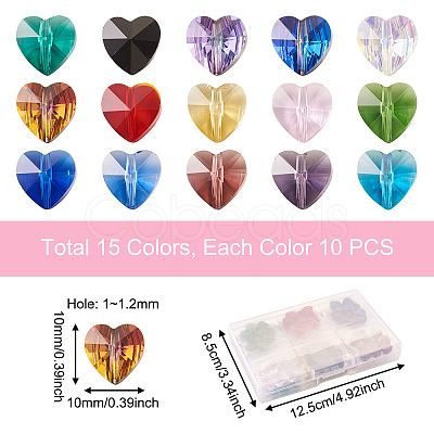 150Pcs 15 Colors Transparent Glass Beads GLAA-CD0001-09-1