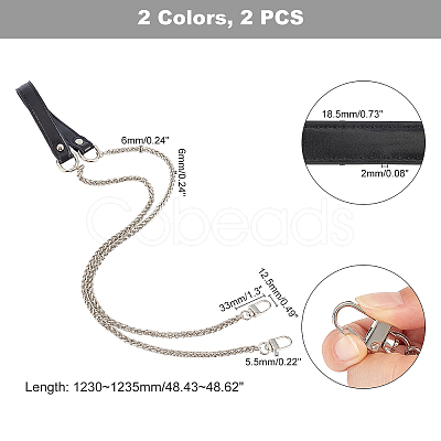 2Pcs 2 Colors Alloy Byzantine Chain & PU Leather Bag Strap FIND-WR0001-49-1