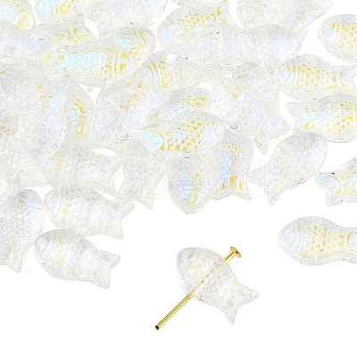 50Pcs Transparent Spray Painted Glass Beads GLAA-FS0002-06J-1