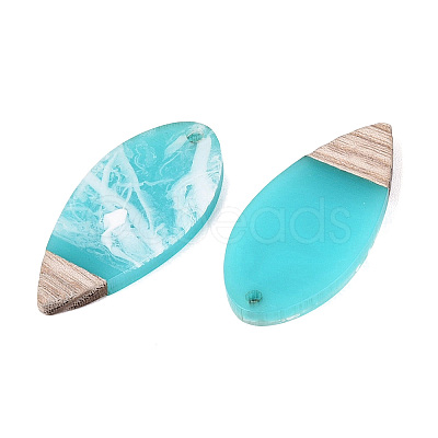 12Pcs 6 Styles Opaque Resin & Ash Wood Pendants RESI-N053-12-1