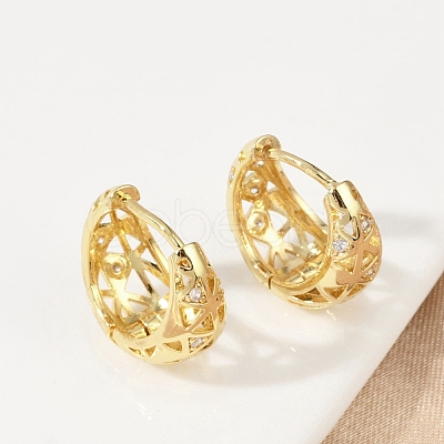 Hollow Triangle Brass Micro Pave Clear Cubic Zirconia Hoop Earring EJEW-M082-12G-1