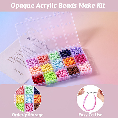 15 Colors Opaque Acrylic Beads MACR-TA0001-69-1