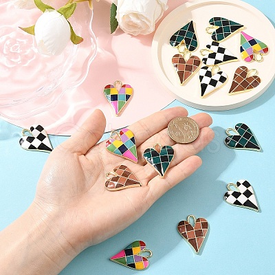 5Pcs Rack Plating Alloy Enamel Pendants ENAM-YW0006-59-1