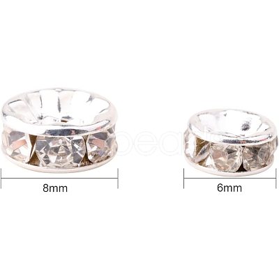 Silver Plated Brass Middle East Rhinestone Spacer Beads RB-PH0001-07S-NF-1
