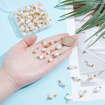100Pcs 10 Styles ABS Plastic Imitation Pearl Pendants and Connector Charms Findings Kits PALLOY-WR00021-1