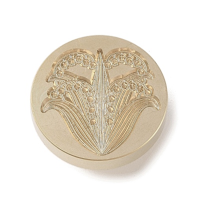 Golden Tone Wax Seal Brass Stamp Head DIY-B079-02G-19-1