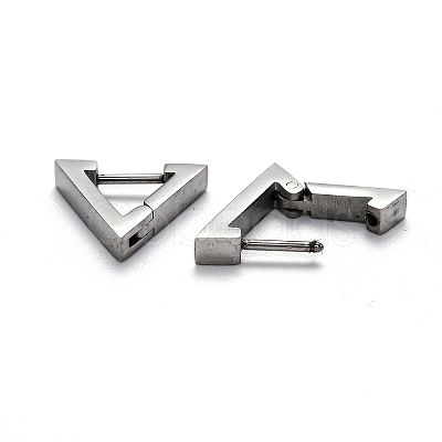 Tarnish Resistant 304 Stainless Steel Triangle Huggie Hoop Earrings STAS-J033-02A-P-1