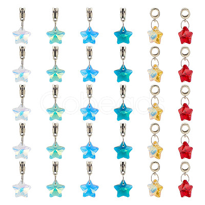 30Pcs 6 Colors Glass European Dangle Charms PALLOY-GO00005-1