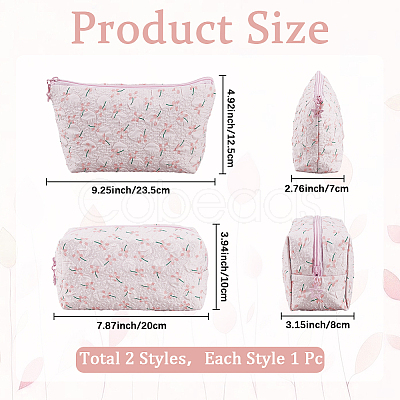 2Pcs 2 Styles Portable Travel Polyester Cosmetic Zipper Storage Clutch Bags ABAG-CY0001-01E-1