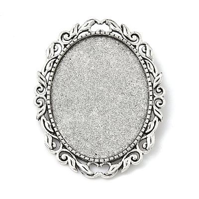 Vintage Tibetan Alloy Brooch Cabochon Bezel Settings PALLOY-O037-08AS-1