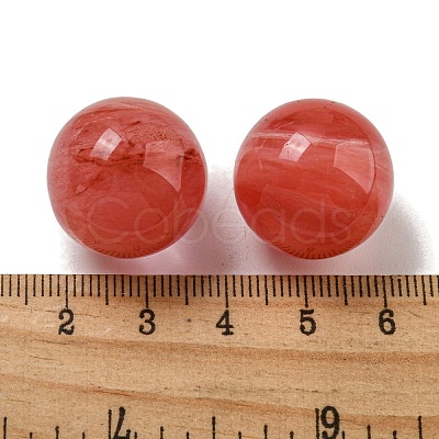 Cherry Quartz Glass Round Ball Figurines Statues for Home Office Desktop Decoration G-P532-02A-08-1