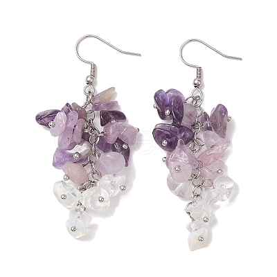 Natural Amethyst Earrings EJEW-TA00462-04-1
