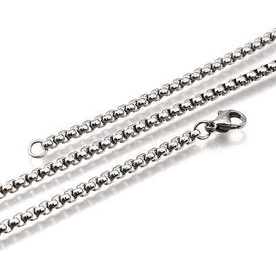 Non-Tarnish 304 Stainless Steel Box Chain Necklaces NJEW-O110-05I-P-1