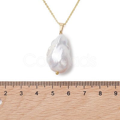 Natural Baroque Pearl Keshi Pearl Pendant Necklaces NJEW-JN06083-1