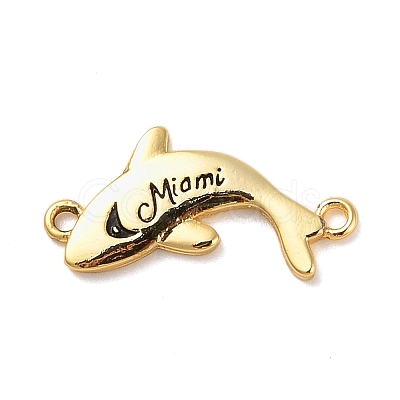 Beach Theme Rack Plating Brass Dolphin Connector Charms KK-P261-08G-G07-1