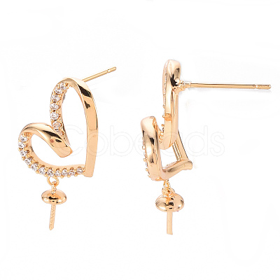 Brass Micro Pave Clear Cubic Zirconia Earring Findings KK-T062-231G-NF-1