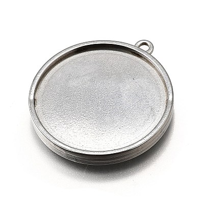 304 Stainless Steel Pendant Cabochon Settings X-STAS-S181-02P-B-1