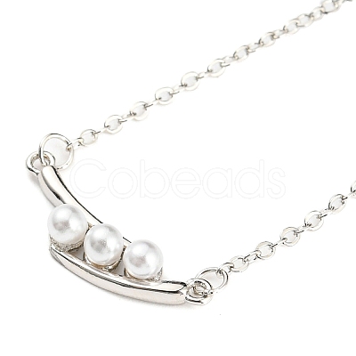 Pea Shaped Plastic Imitation Pearl Pendant Necklace with Brass Cable Chains NJEW-F316-01P-1