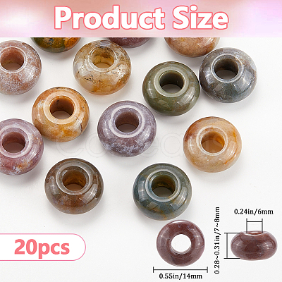 20Pcs Natural Indian Agate European Beads G-SP0001-01B-01-1