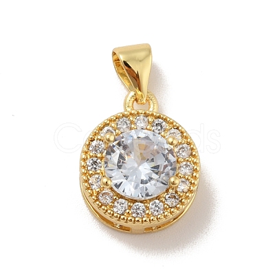 Brass Micro Pave Cubic Zirconia Pendants KK-B059-30G-1