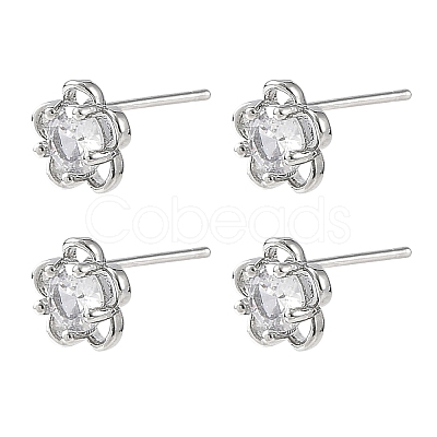 SHEGRACE Brass Micro Pave Cubic Zirconia Stud Earrings XGRQ4N865-721P-1
