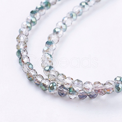 Half Plated Faceted Rondelle Electroplate Glass Bead Strands X-EGLA-D020-3x2mm-15-1