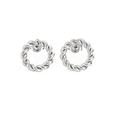 Non-Tarnish 304 Stainless Steel Twist Rope Ring Stud Earrings for Woman X-EJEW-N097-006P-1