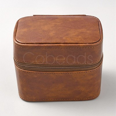 Cowhide Leather Watch Storage Zipper Boxes with Velvet Inside CON-WH0094-44A-1