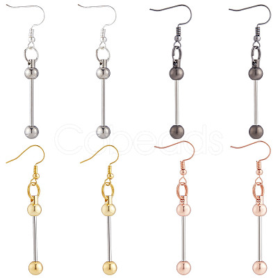 4 Pairs 4 Colors Iron Dangle Earring Findings EJEW-SC0010-91-1