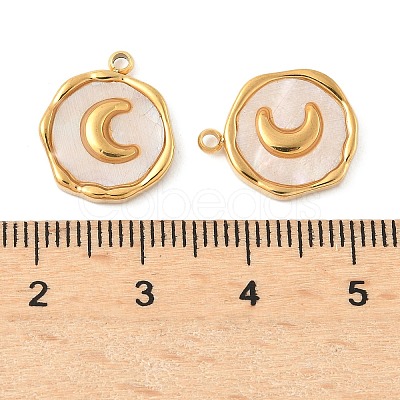 304 Stainless Steel Pave Natural Shell Pendants STAS-F319-02A-G02-1