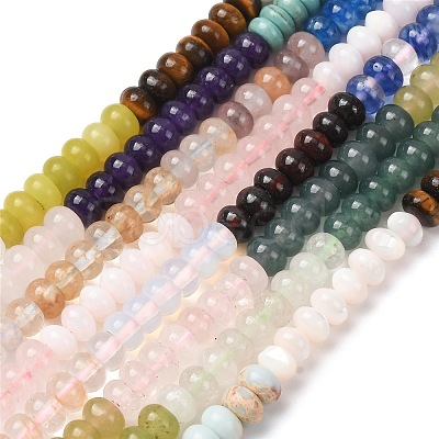 Glass & Natural White Shell & Dyed Howlite Beads Strands G-Z135-C09-4X6MM-1