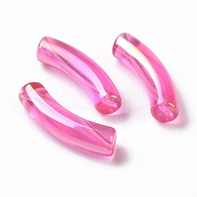 UV Plating Transparent Rainbow Iridescent Acrylic Beads X-OACR-A016-01H-1