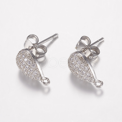 Brass Micro Pave Cubic Zirconia Stud Earring Findings ZIRC-G122-55P-RS-1