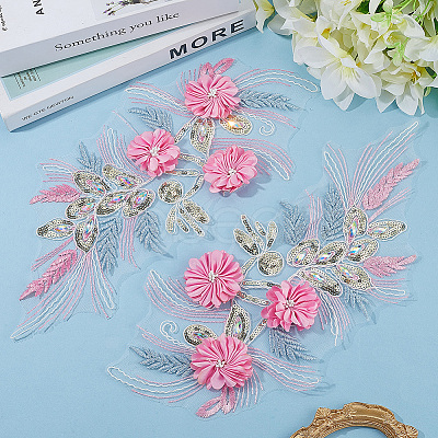 Polyester Embroidery Lace Cloth Patches AJEW-WH20070-078-1