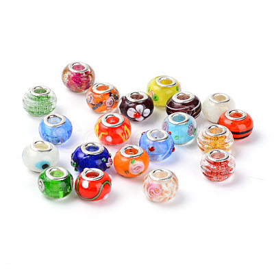 Handmade Lampwork European Beads LAMP-WH0003-03-1