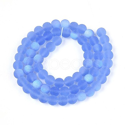 Frosted Transparent Glass Beads Strands GLAA-T032-T6mm-MBB04-1