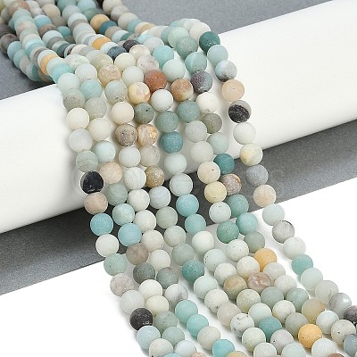 Natural Flower Amazonite Beads Strands G-F591-15-4mm-1