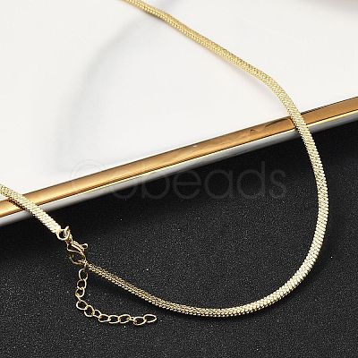 Brass Flat Snake Chain Necklace NJEW-R260-01G-1