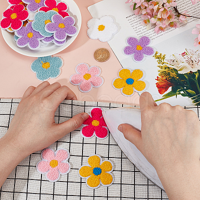 36Pcs 6 Colors Towel Embroidery Style Cotton Iron on/Sew on Patches DIY-GO0002-60-1